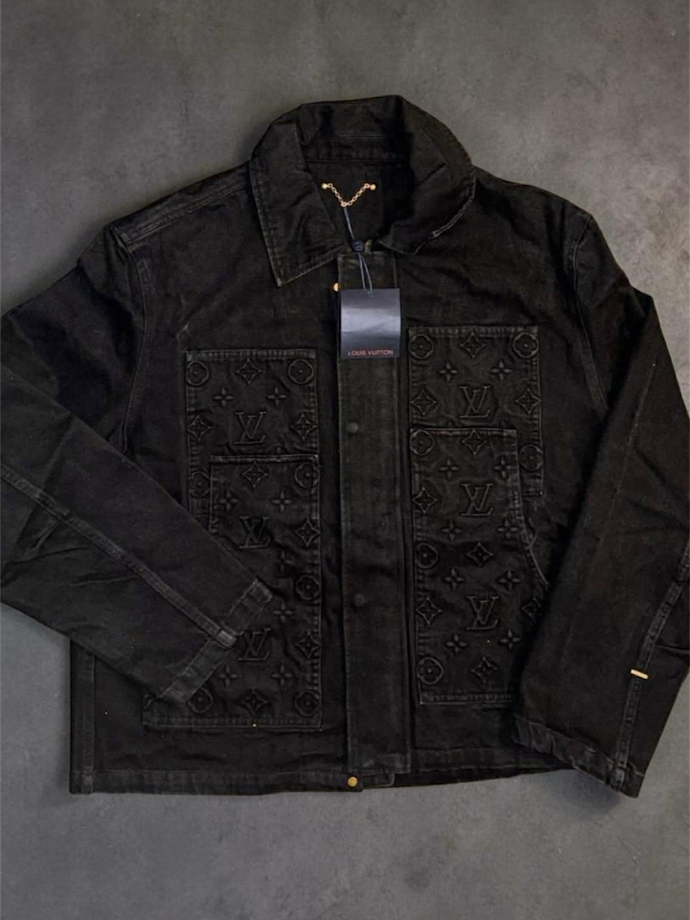 Louis Vuitton Black Embossed Monogram Shirt Jacket